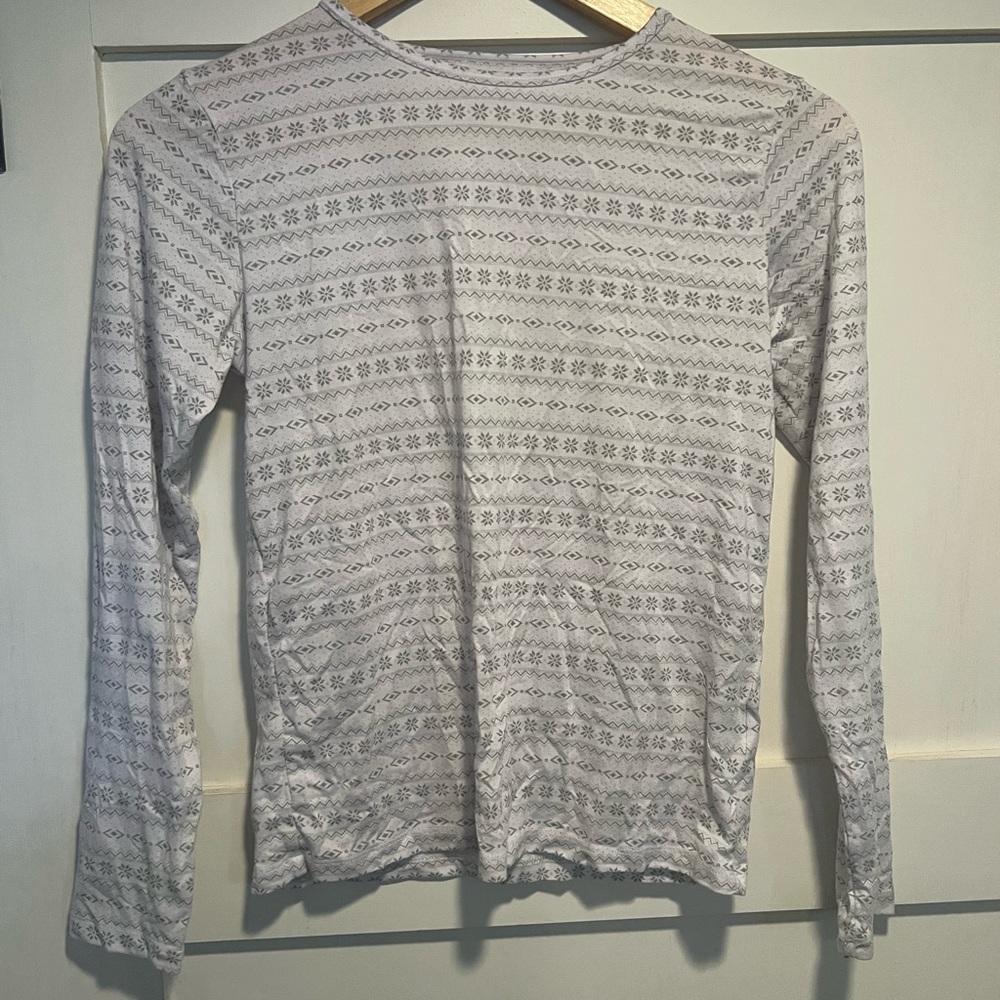 32 Degrees Kids Long Sleeve Thermal Base Layer and Bottoms - White Patterned